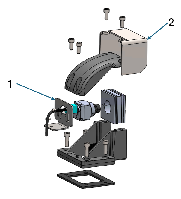 Exploded view of the camera mounting solution