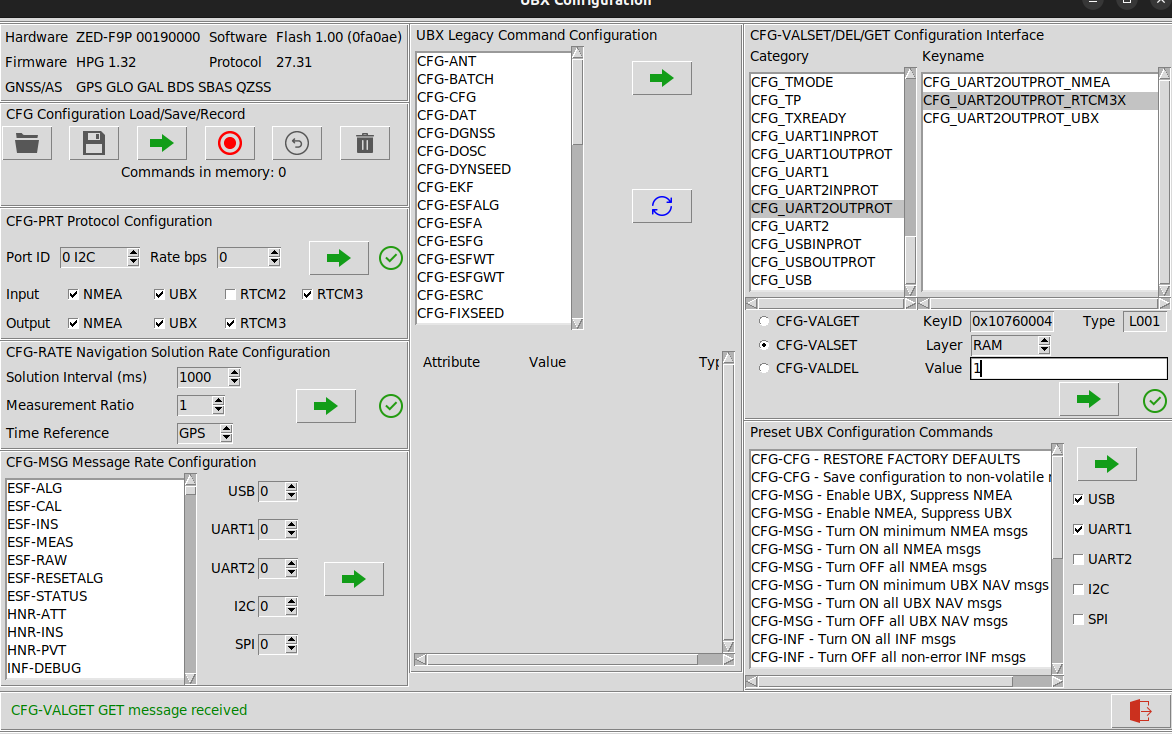 UBX Config Window
